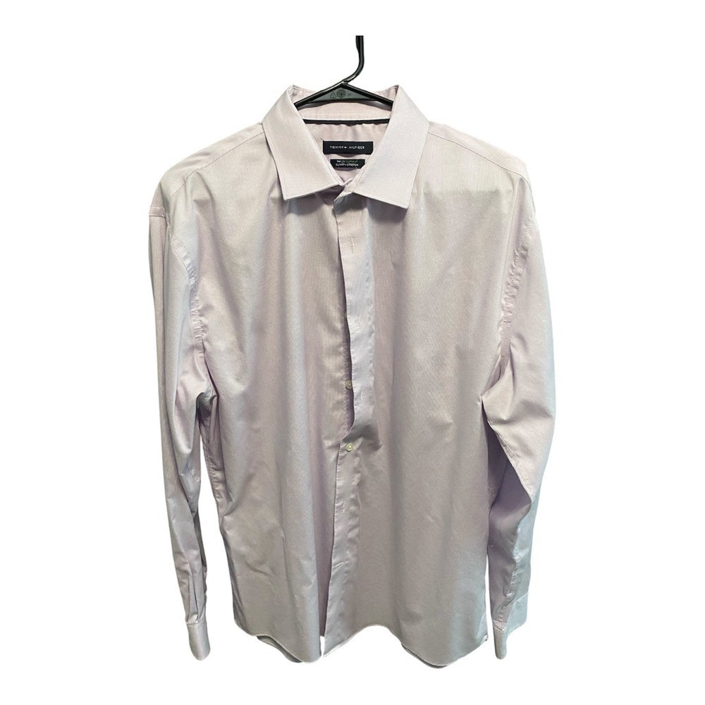 Tommy Hilfiger THFlex Supima Slim Fit‎ Stretch Dress Shirt Purple Mens Large